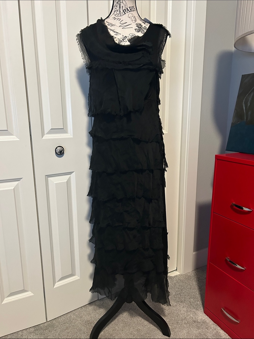 NWT Black Tiered Ruffle Sleeveless Dress